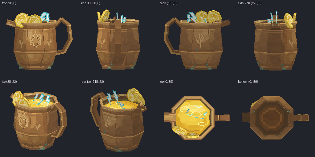 Lemonade pitcher from eight angles