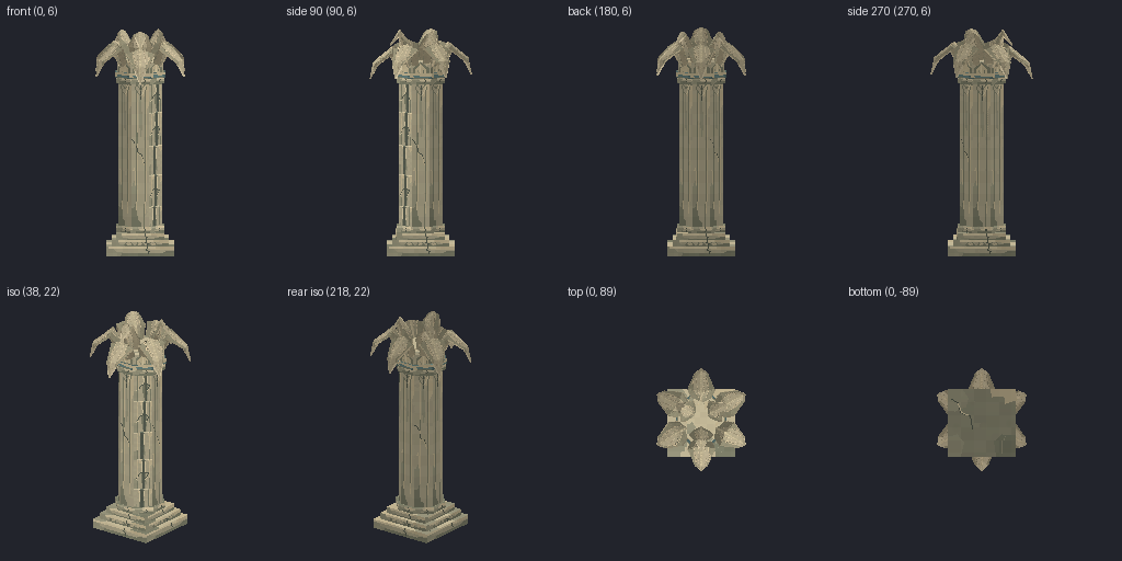 Lotus-capital column from eight angles