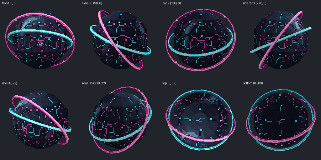 Magic orb projectile from eight angles