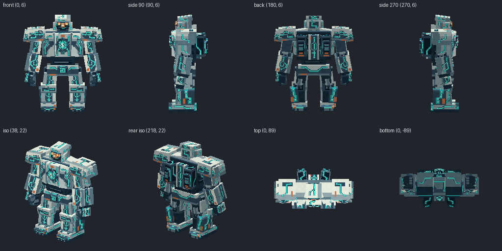Mech titan from eight angles