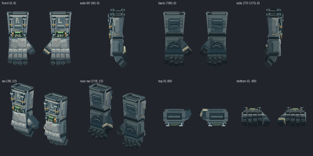 Mechanical power gloves from eight angles