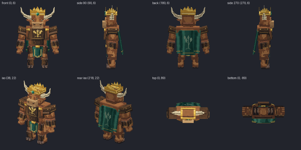 Minotaur king from eight angles