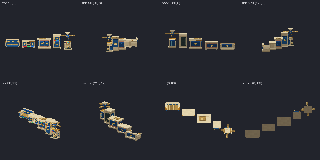 Modern apartment set from eight angles
