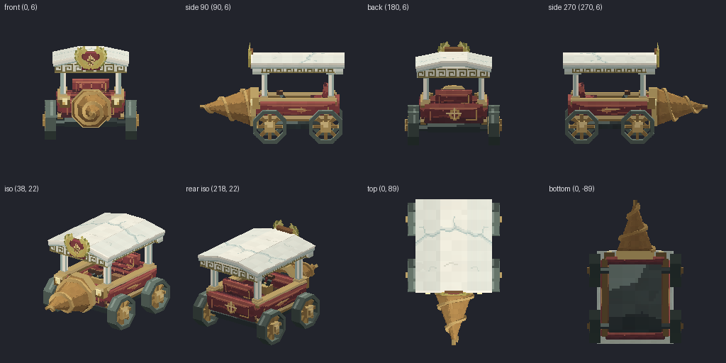 Mole-nosed drill wagon from eight angles