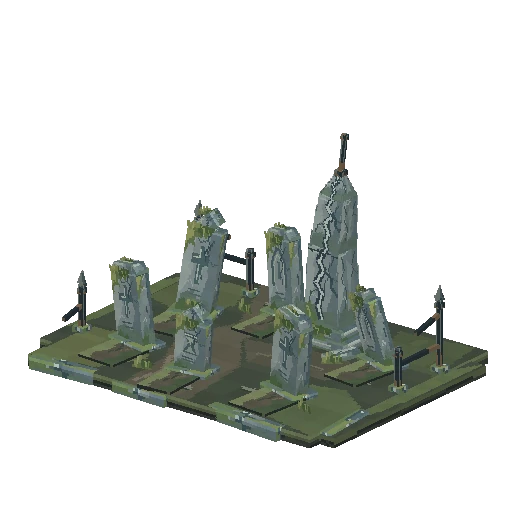 Mossy ruined headstone set, free Hytale model