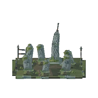 Mossy ruined headstone set preview
