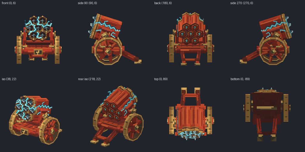 Multi-rocket arrow cart from eight angles