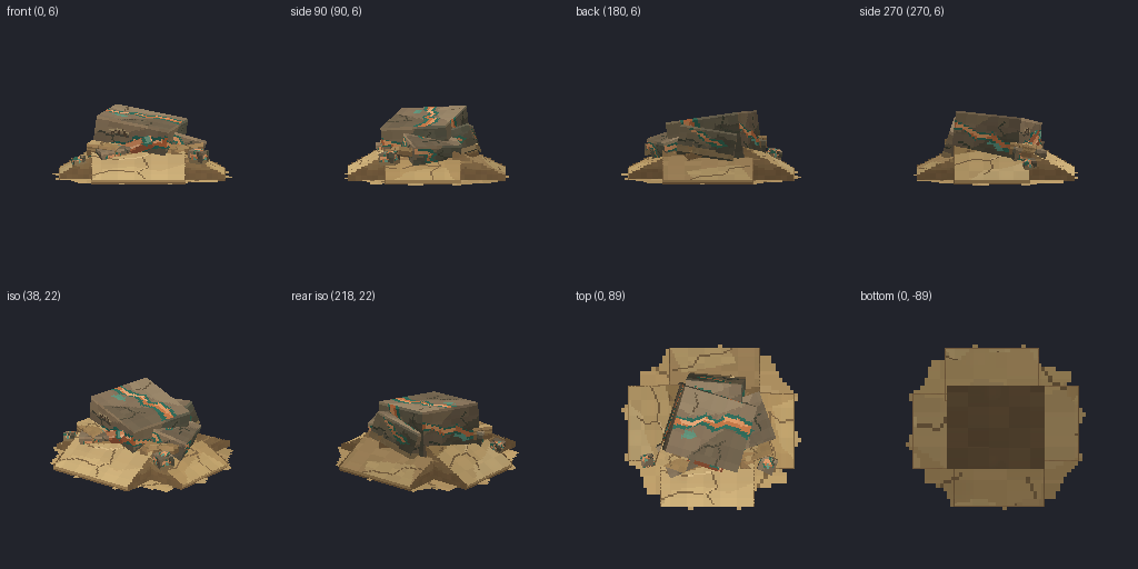 Ore rock node from eight angles
