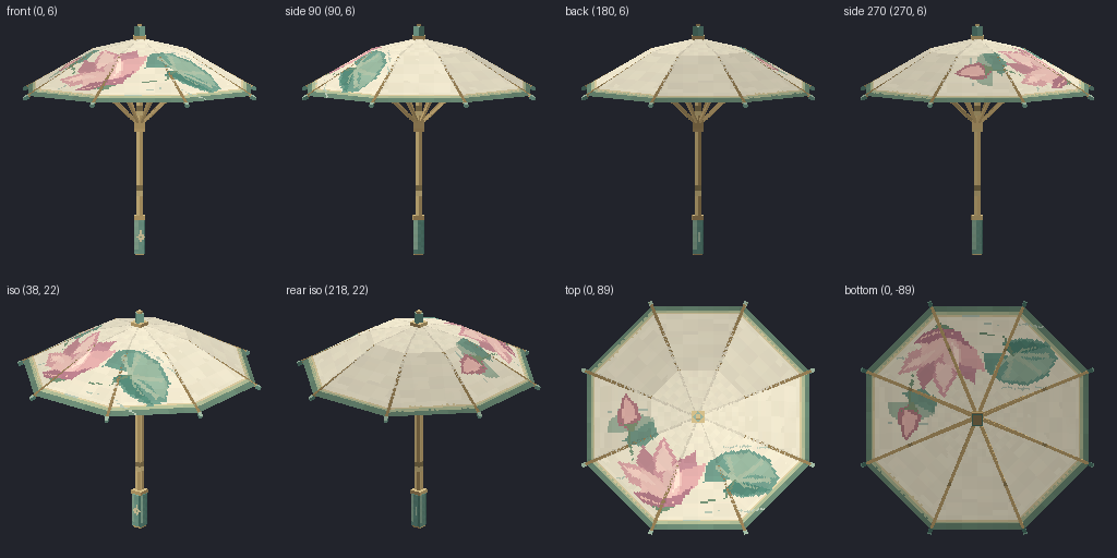 Paper parasol from eight angles