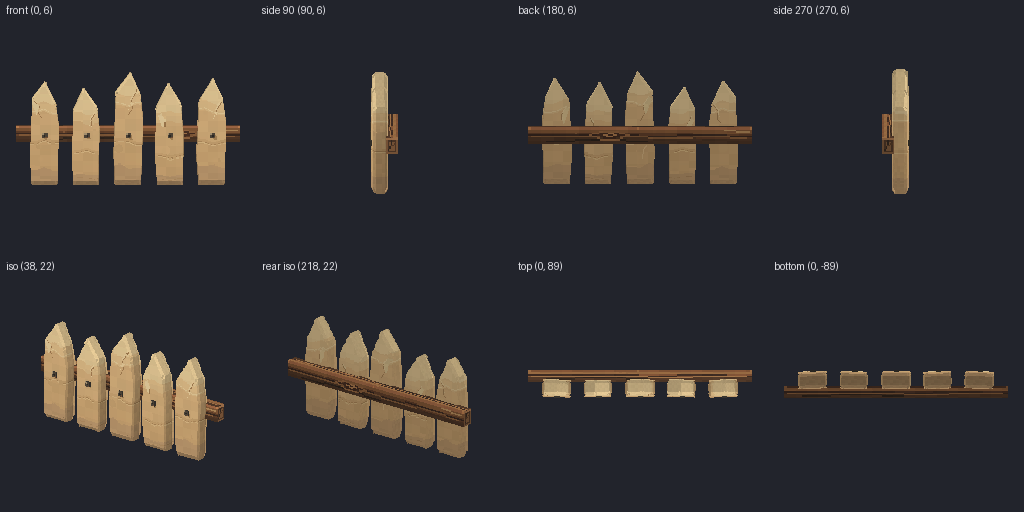 Picket fence from eight angles
