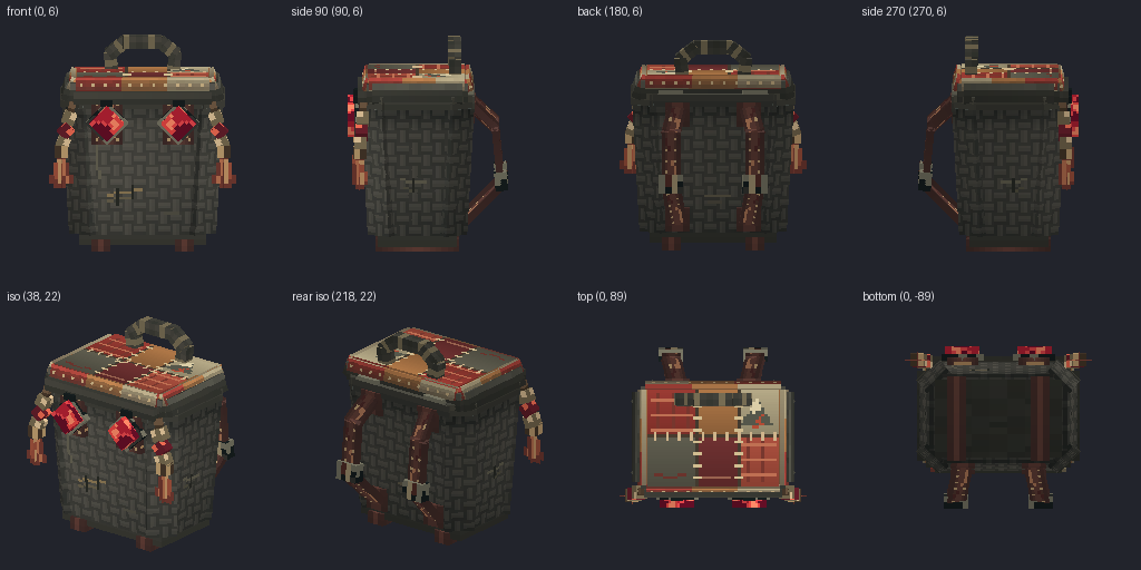 Picnic basket backpack from eight angles