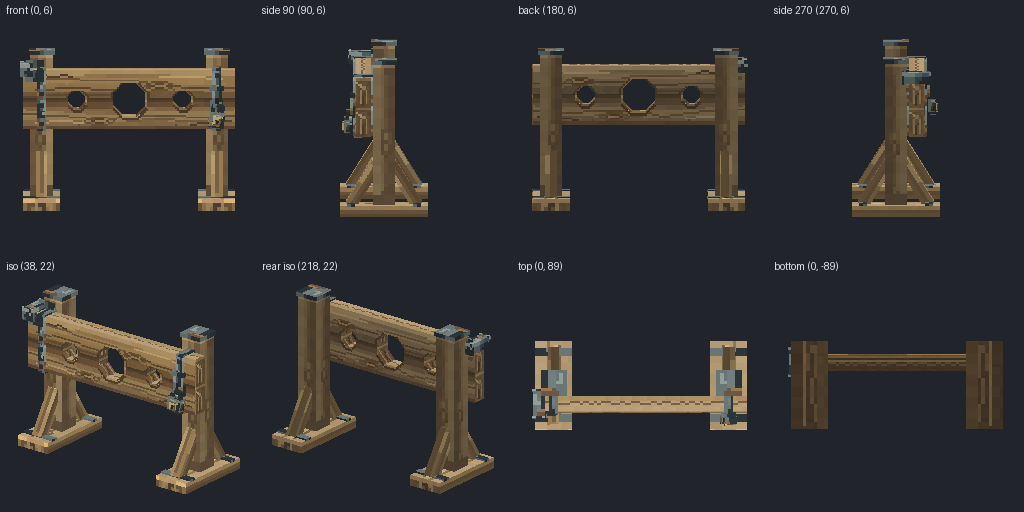 Pillory stocks from eight angles