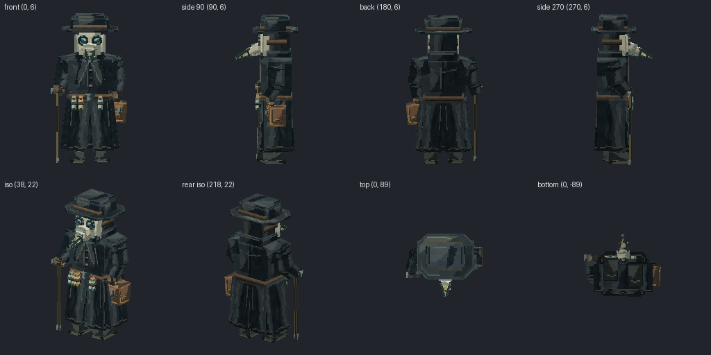 Plague doctor from eight angles