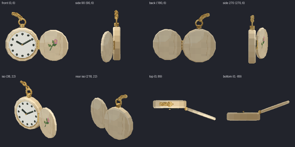 Pocket watch from eight angles