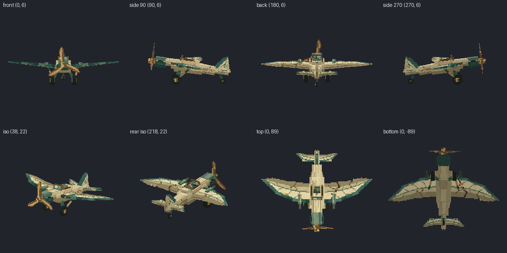 Propeller fighter from eight angles