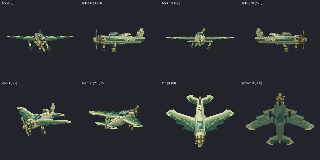 Propeller fighter from eight angles