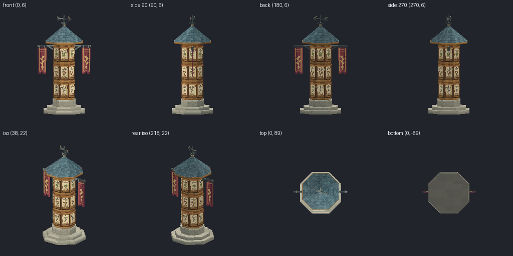 Public notice pillar from eight angles