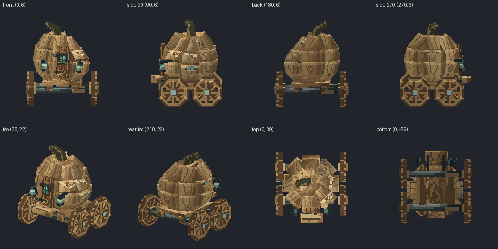 Pumpkin carriage from eight angles
