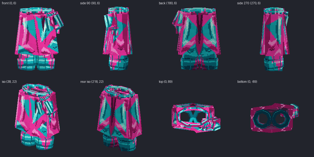 Robe skirt from eight angles