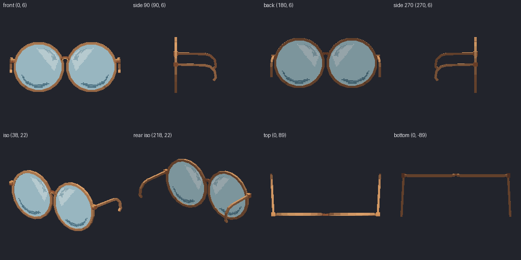 Round glasses from eight angles