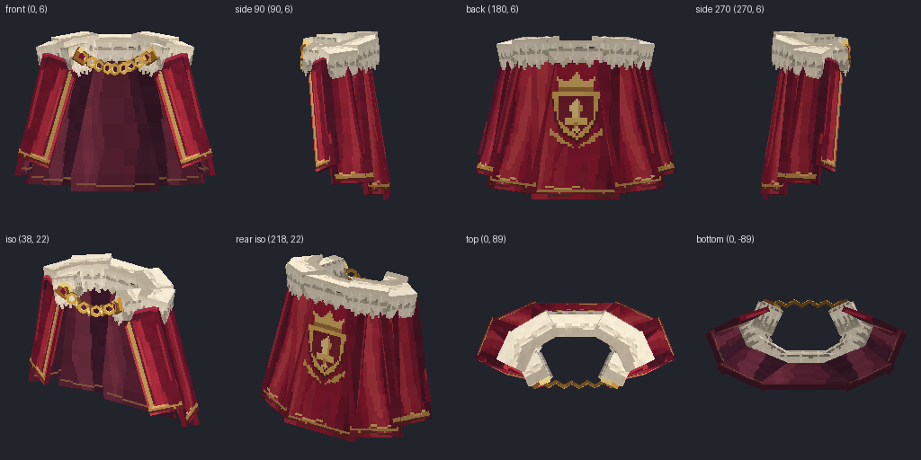 Royal cape from eight angles