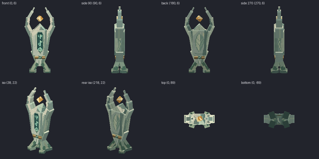 Rune totem from eight angles