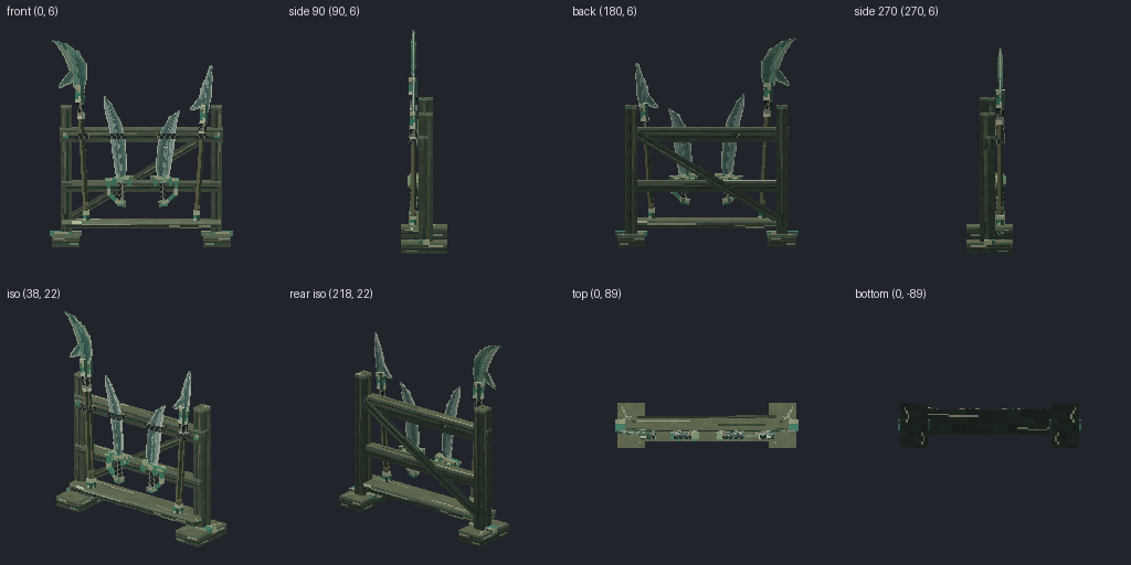 Samurai armory weapon set from eight angles