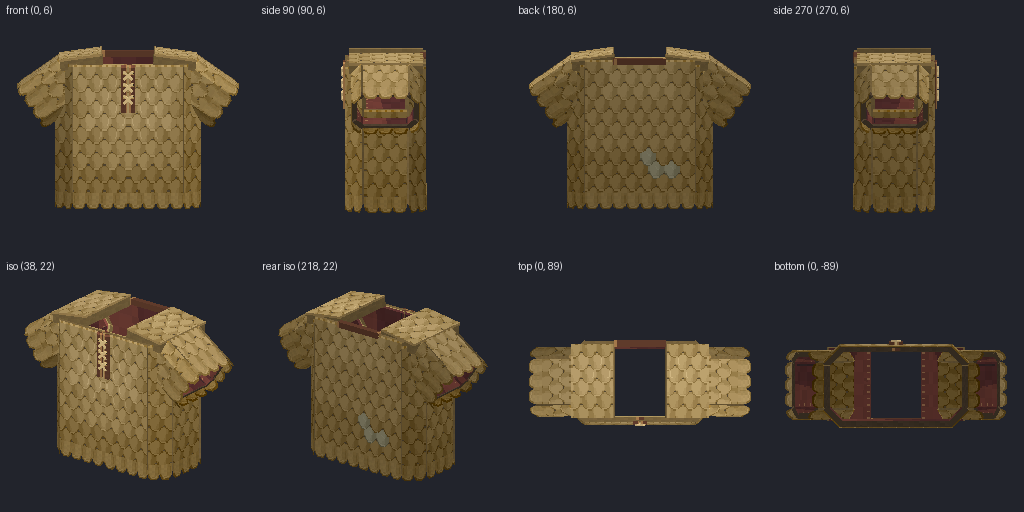 Scale mail shirt from eight angles