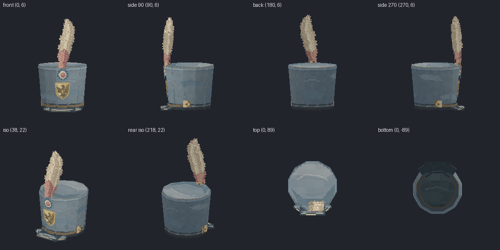 Shako with a plume from eight angles