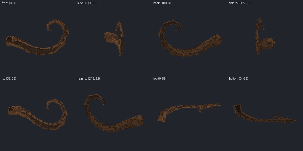 Shed snake skin from eight angles