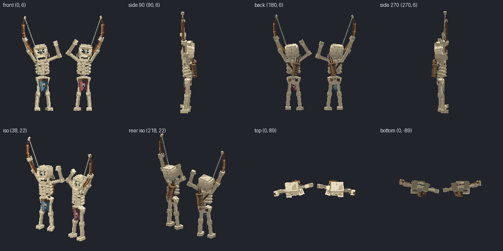 Skeleton archer from eight angles