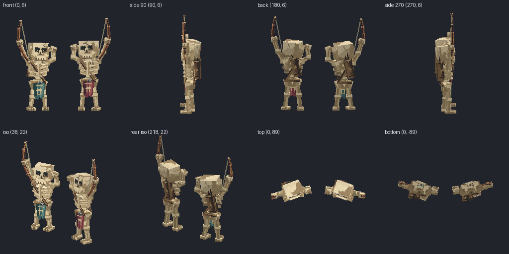 Skeleton archer from eight angles