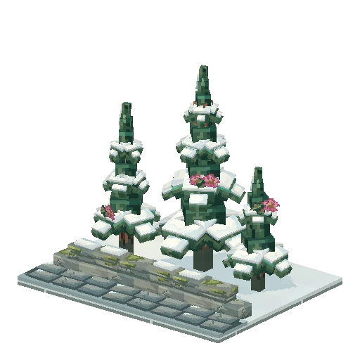 Snowy spruce cluster, free Hytale model