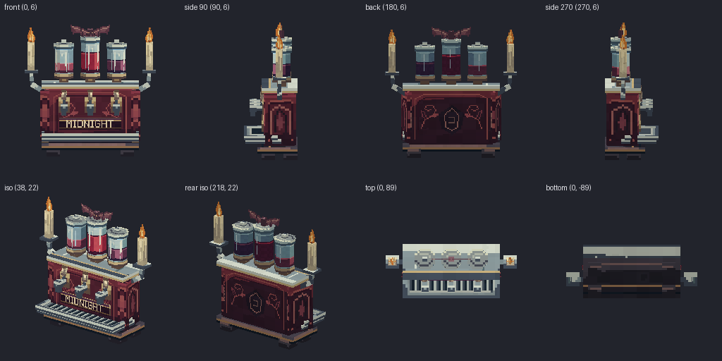 Soda fountain counter from eight angles