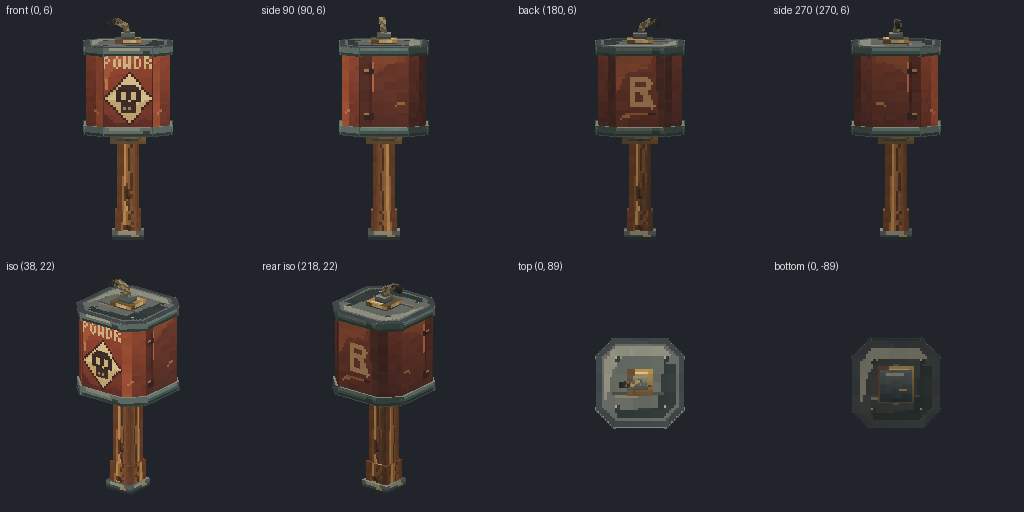 Stick grenade from eight angles