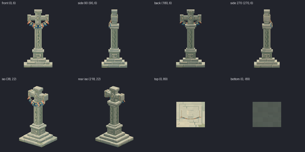 Stone market cross from eight angles