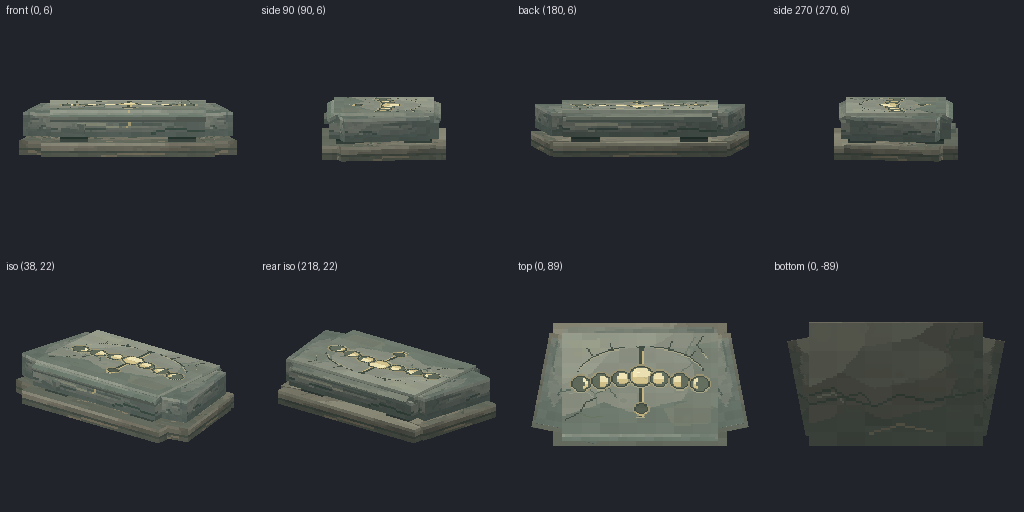 Stone pressure plate from eight angles