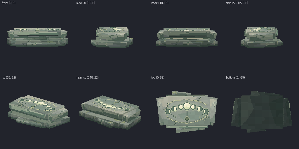 Stone pressure plate from eight angles