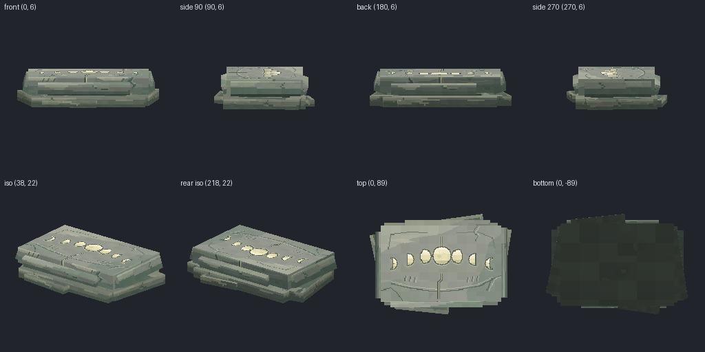 Stone pressure plate from eight angles