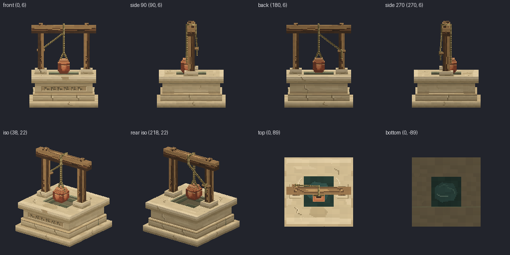 Stone water well from eight angles