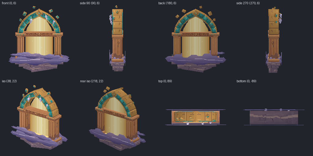 Sunken temple gateway from eight angles