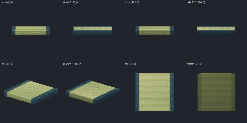 Tatami floor block from eight angles