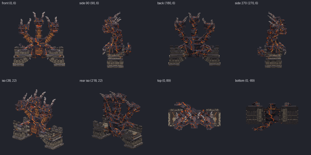 Three-headed hydra from eight angles