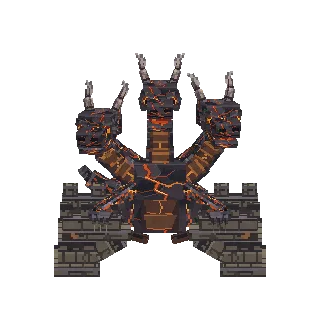 Three-headed hydra turning around