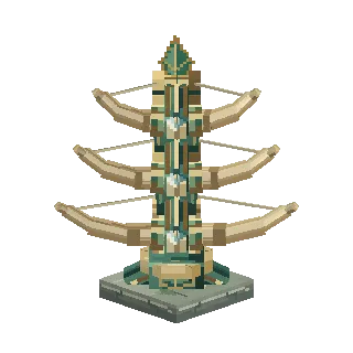 Three-tier crossbow turret with upgrade look preview