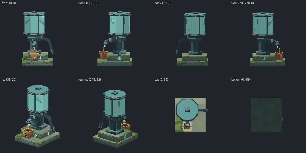 Town pump from eight angles