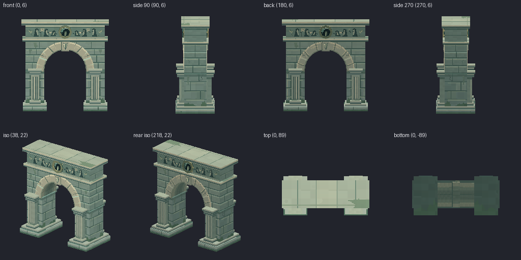 Triumphal arch with relief panels from eight angles