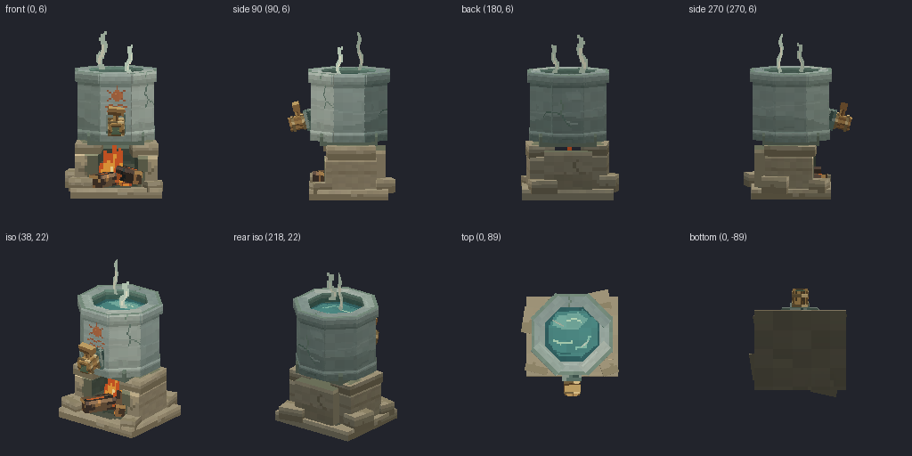 Water heater tank from eight angles