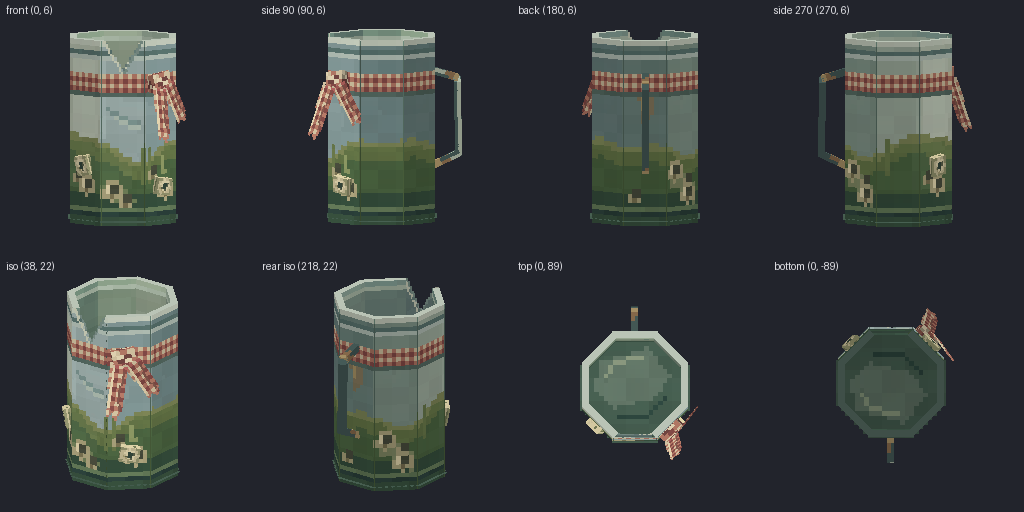 Water pitcher from eight angles