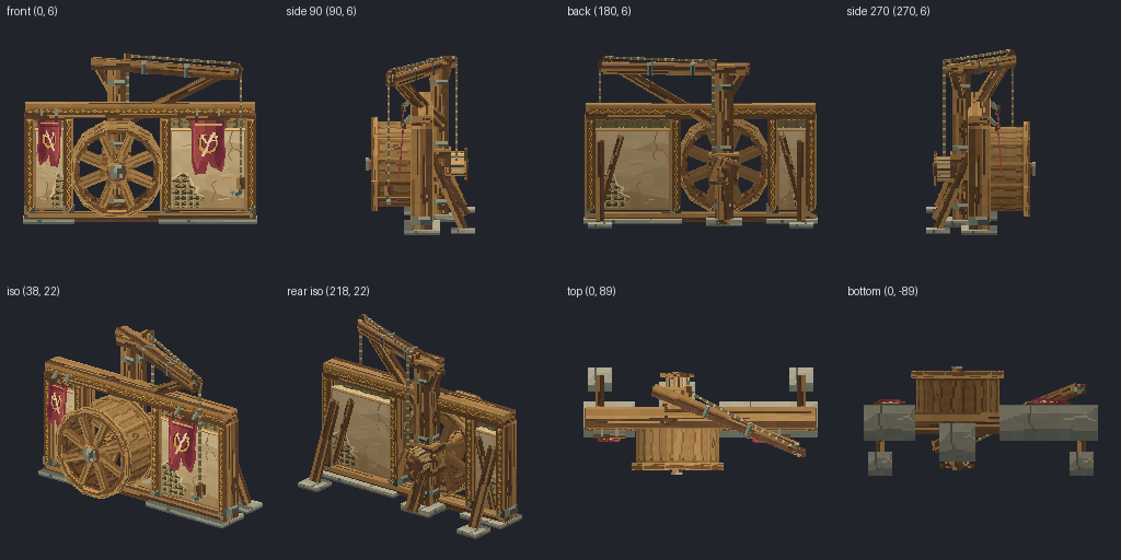 Wattle-and-daub wall panel from eight angles